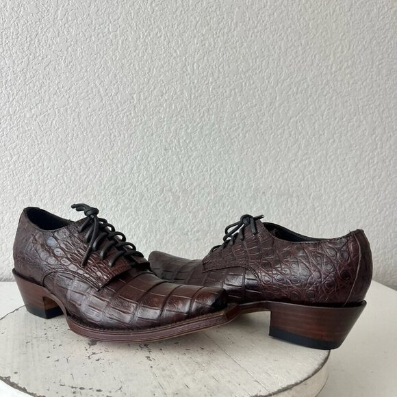 Rod Patrick Womens Lace Up Shoes 5.5 C Brown Caiman Exotic Western Boots Loafers - Picture 2 of 12